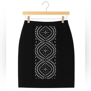 Worthington Black Cutout Pencil Skirt 14W | Stretch Midi Career Workwear Office